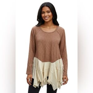 NEW Indigo Threads Co Boho Chic Layered 3/4 Sleeve Top Casual Sizes Medium & 2X